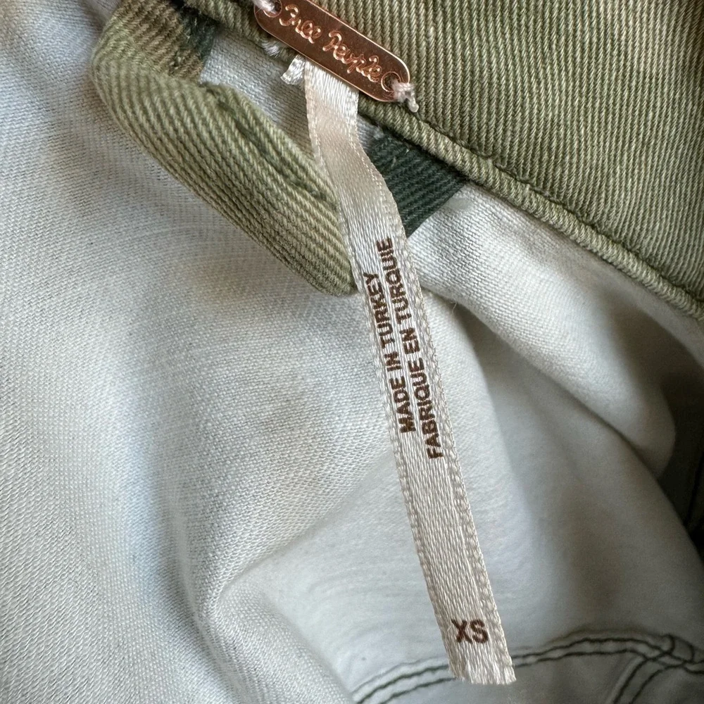 Free People Camo Cropped Jean Jacket in Green & Tan - Picture 12 of 13